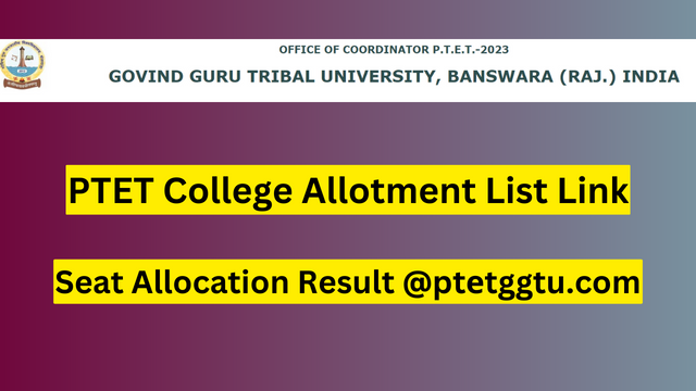 PTET College Allotment List 2023 Link