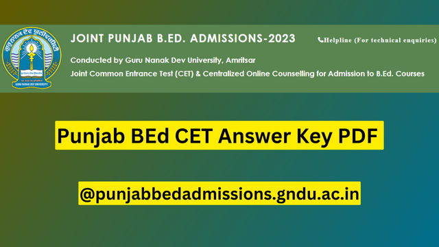 Punjab BEd CET Answer Key 2023