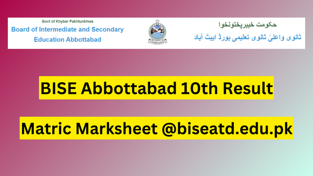 BISE Abbottabad 10th Result 2023