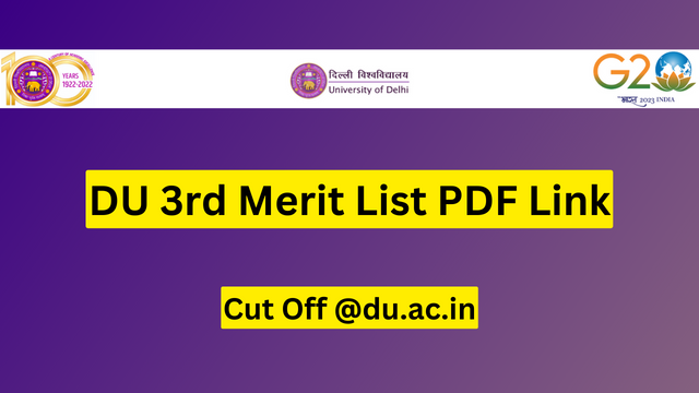 DU 3rd Merit List 2023 
