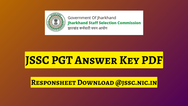 JSSC PGT Answer Key 2023 