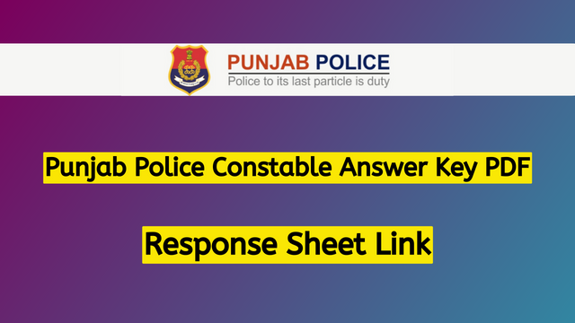 Punjab Police Constable Answer Key 2023 PDF