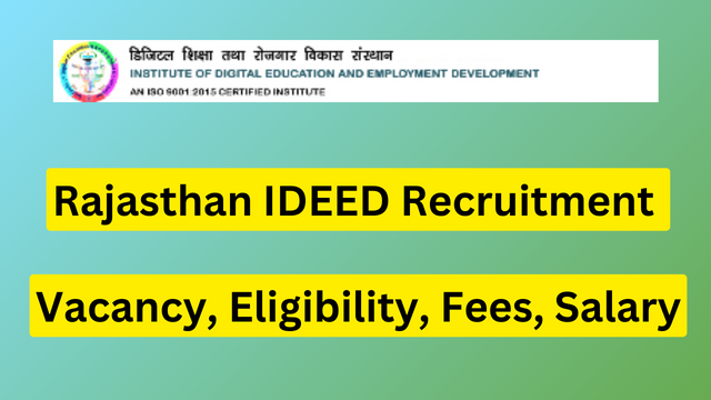 Rajasthan IDEED Recruitment 