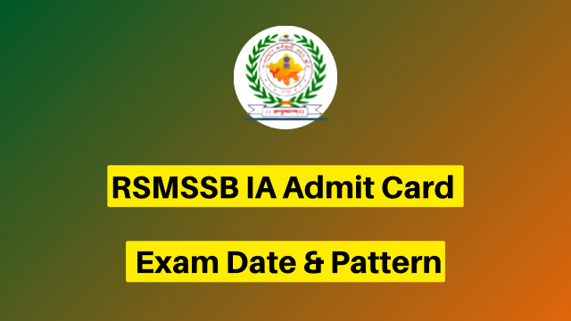 RSMSSB IA Admit Card 2023 