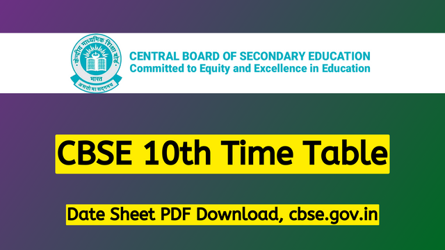 CBSE 10th Time Table 2024,