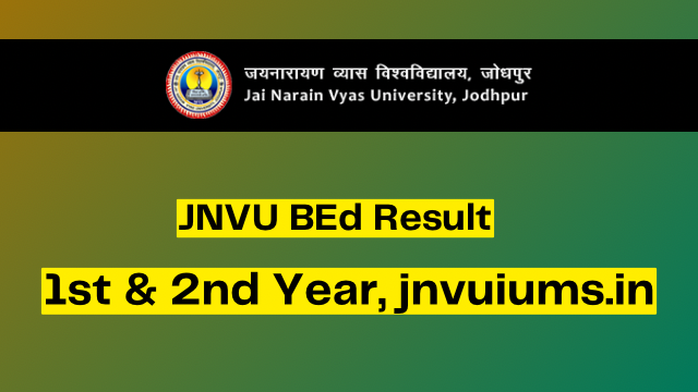 JNVU BEd Result 2023