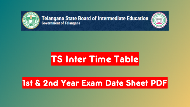 TS Inter Time Table 2024