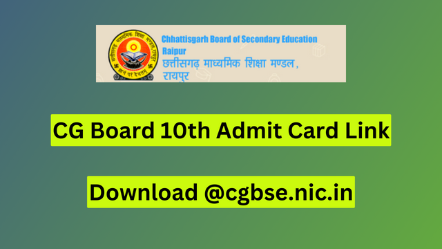 CG Board 10th Admit Card 2024